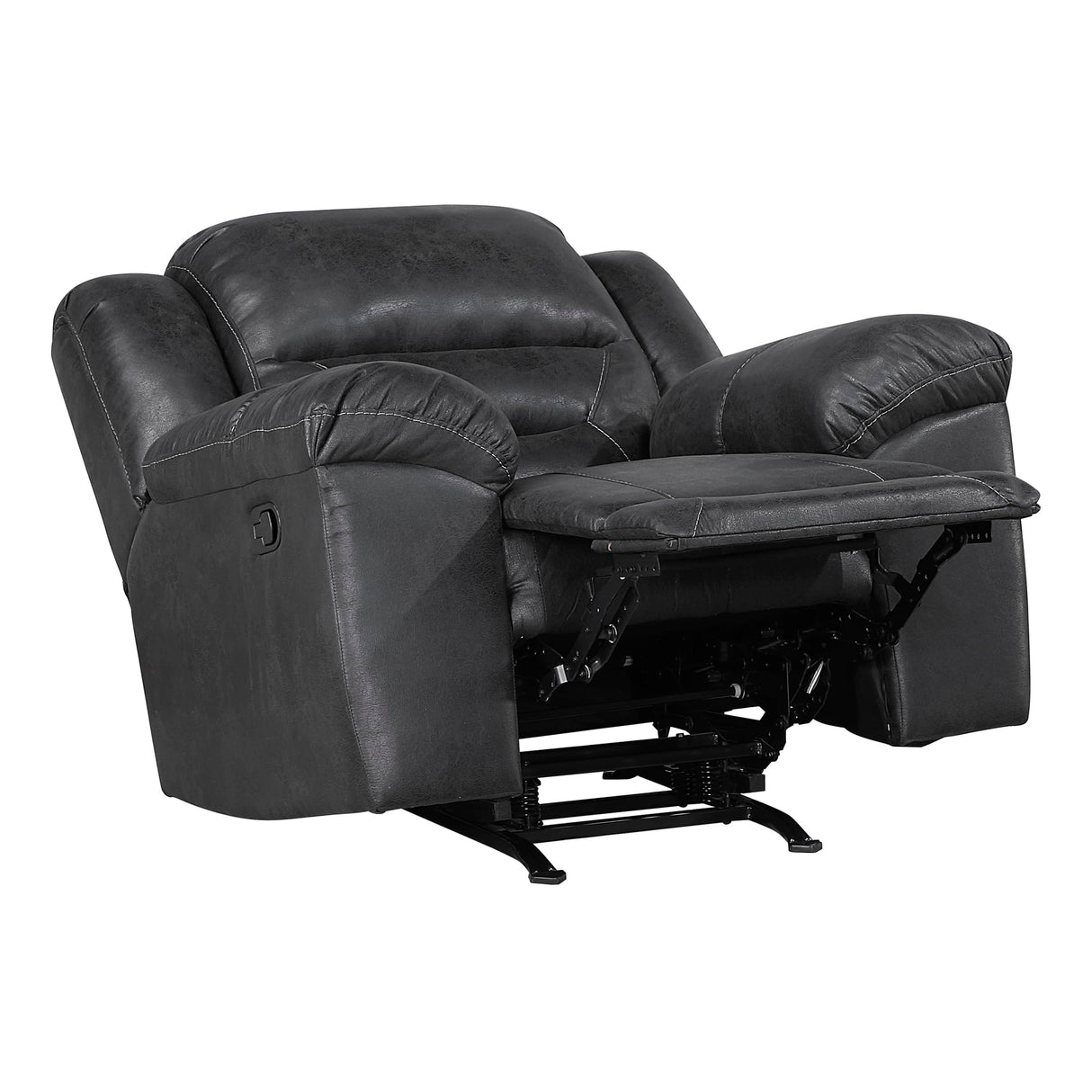 Lexicon Rocker Recliner Chair for Living Room, Wall Hugger Manual Recliner Chairs, Textured Microfiber Upholstered Rocking Reclining Chair, Home Theater Seating, Required Assembly, Black Lexicon