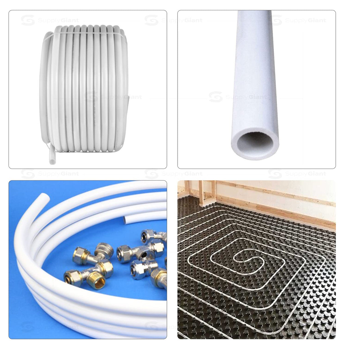 Pexflow PEX Potable Water Tubing - PFW-W1100 1 Inch X 100 Feet Tube Coil for Non-Barrier PEX-B Residential & Commercial Hot & Cold Water Plumbing Application (White) Supply Giant