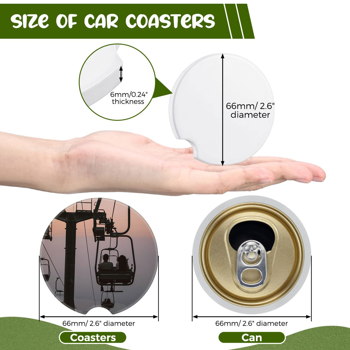 Ceramic Car Sublimation Blanks Cupholders Sandstone for Car Cup with Finger Notch for Easy Removal Car Ceramic Auto Cupholder Keep Vehicle from Cold Drink Sweat Stain Spill (50 Pieces) Frienda