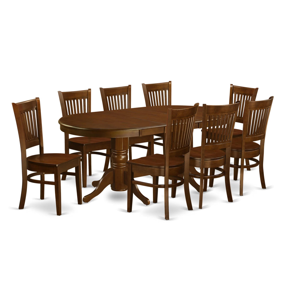East West Furniture VANC9-ESP-W 9 Piece Modern Dining Table Set Includes an Oval Wooden Table with Butterfly Leaf and 8 Dining Chairs, 40x76 Inch, Espresso East West Furniture