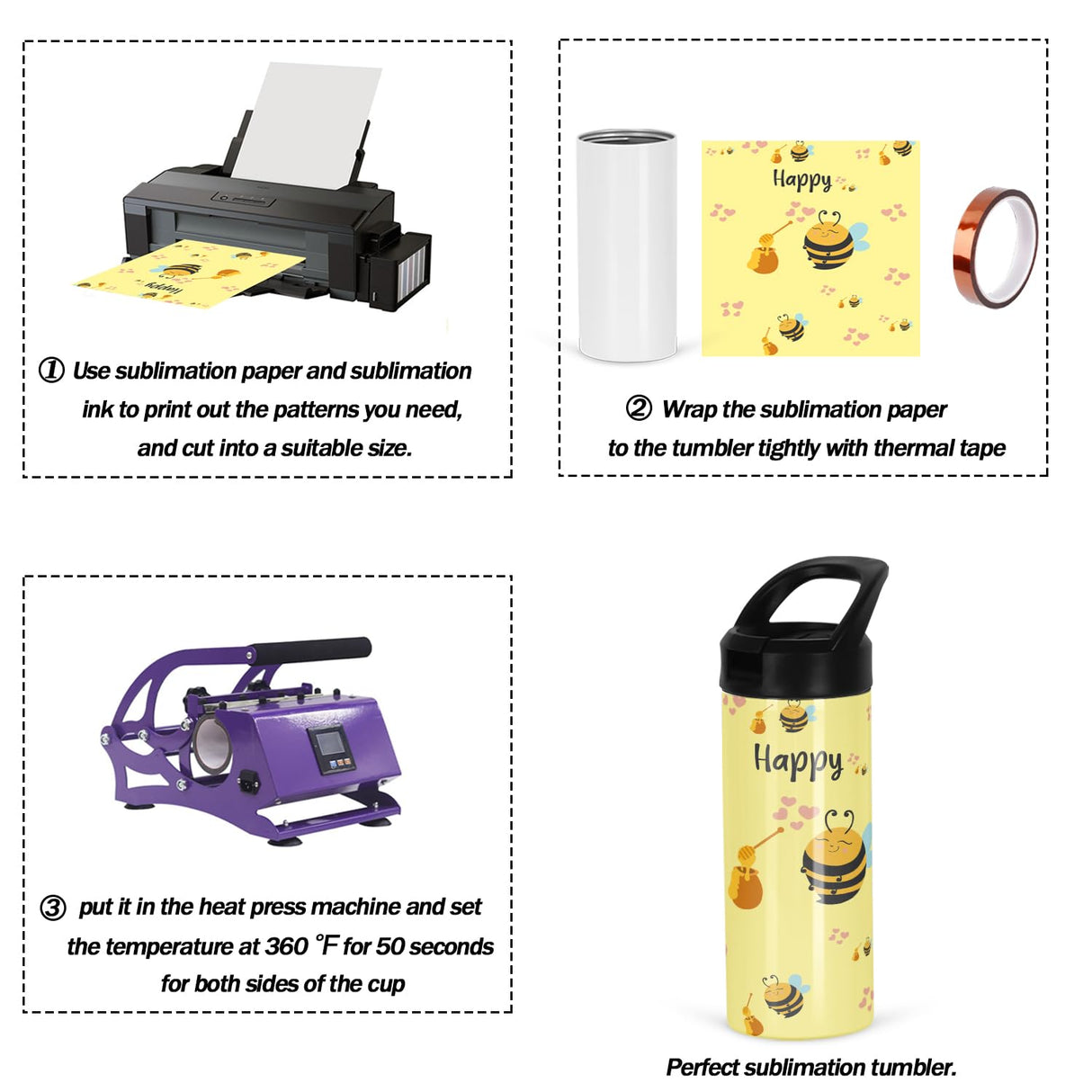 4 Pack Kid Sublimation Sports Water Bottle Blanks, 15 Oz Sublimation Tumblers Bulk Leak Proof Stainless Steel Bottles Flask with Portable Handle, Individually Boxed Micellwuu