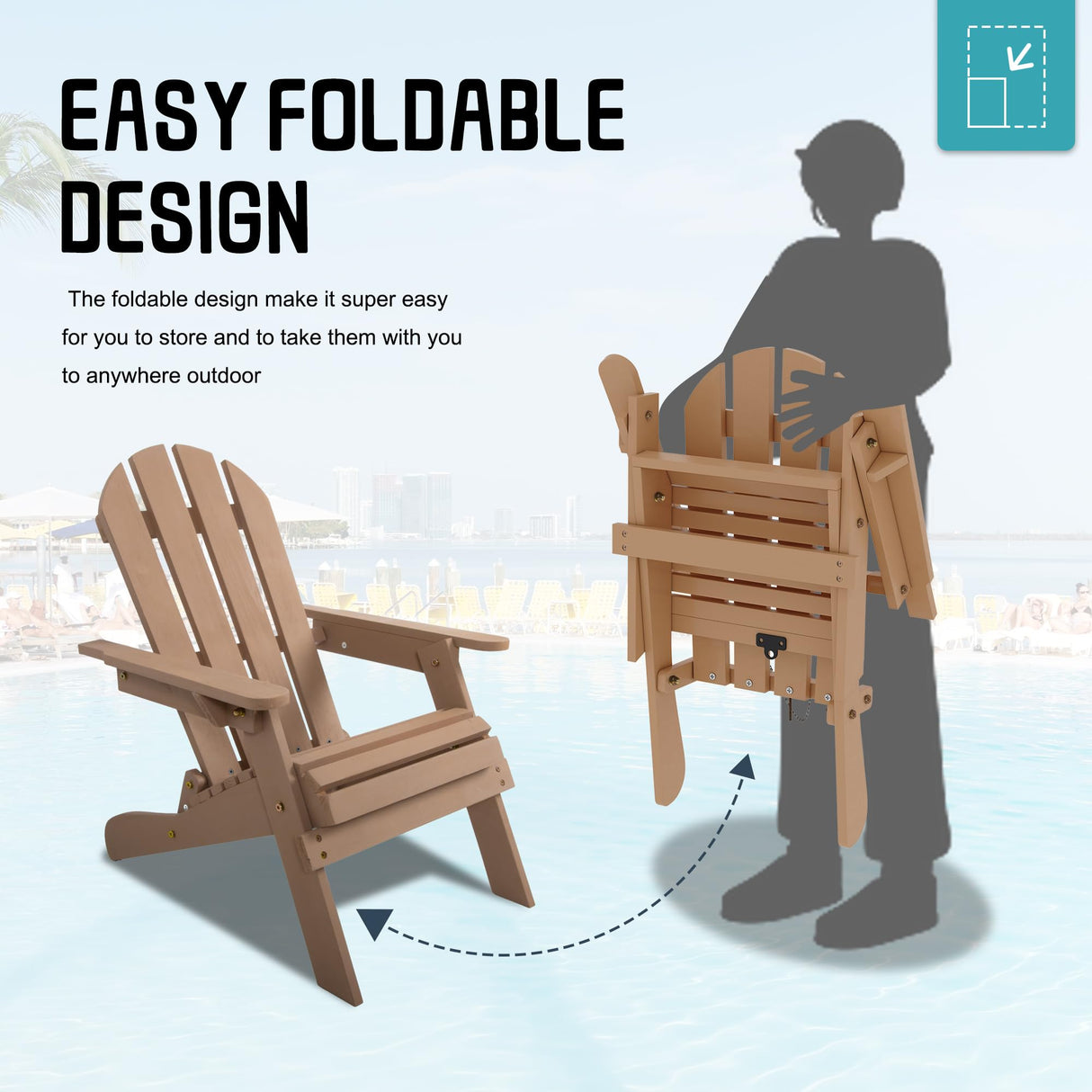 HOLTICO Kids Adirondack Chair, Outdoor Wooden Accent Toddler Adirondack Chair, Folding Adirondack Chair, Comfortable Kids Fire Pit Lounge Chairs for Yard, Garden, Patio HOLTICO