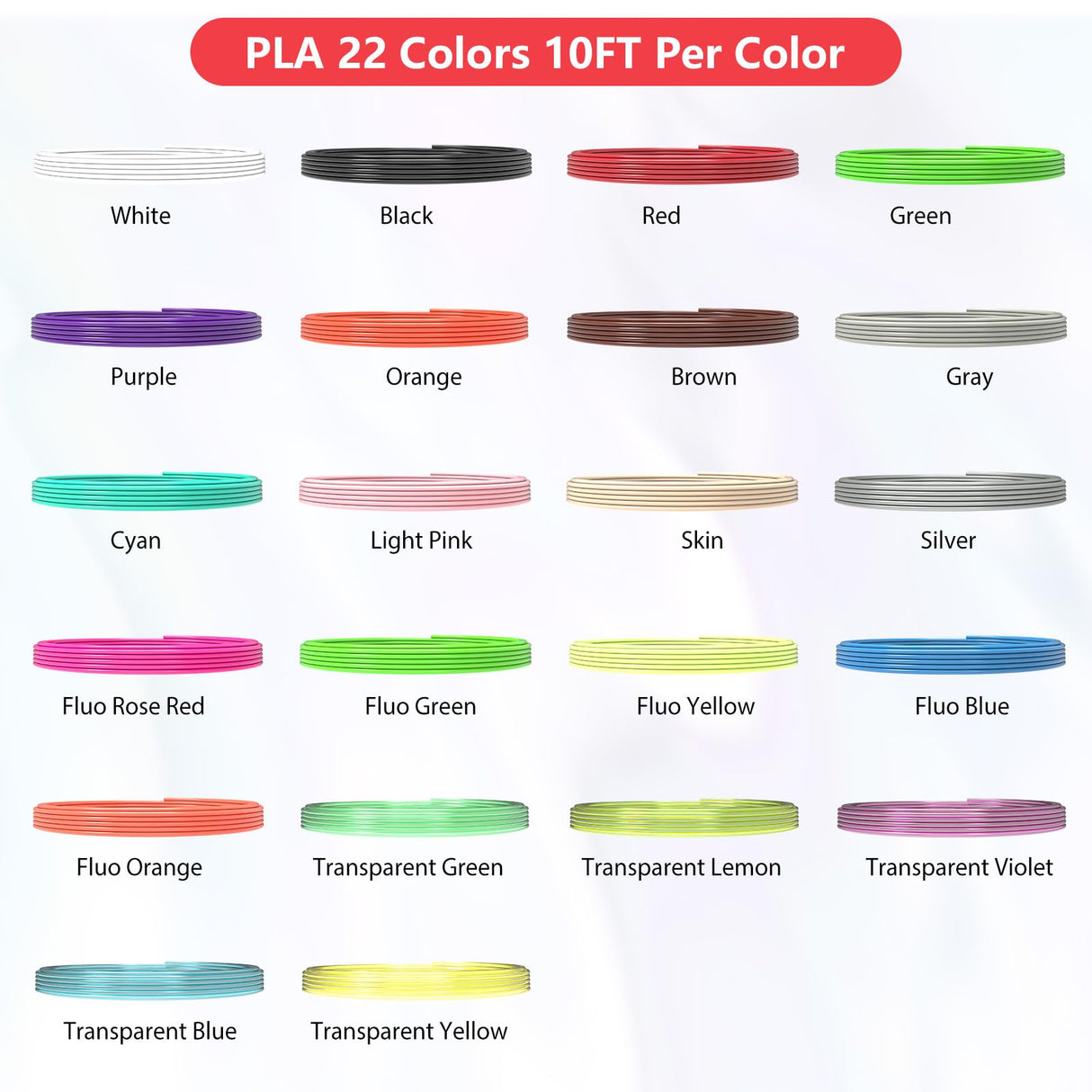 3Dgenius 22 Colors 3D Pen Filament 1.75mm PLA, Each Color 10 Feet, Total 220 Feet 3D Pen Filament Refills 3D Printing Pen Refills with High-Precision Diameter Not Compatible with 3Doodler Pen 3Dgenius