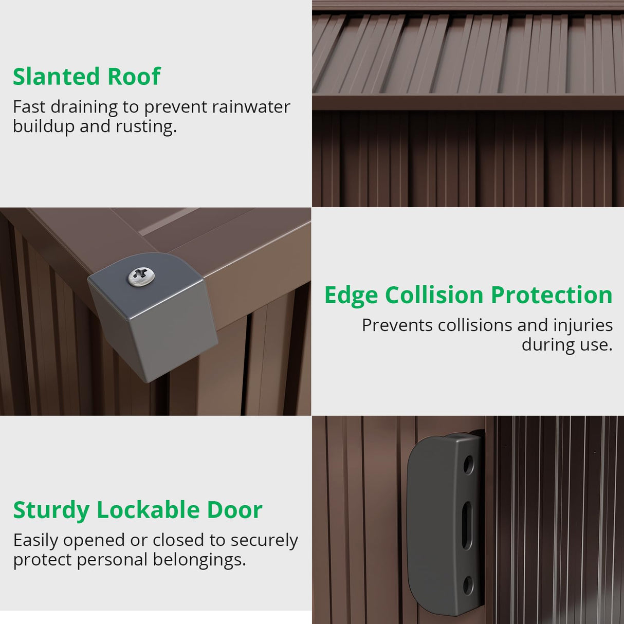 Garveelife 8x15 ft Outdoor Storage Shed, Steel Utility Tool Shed with Sloped Roof & Lockable Door, Backyard Garden Patio Lawn Outdoor Shed for Storing Tools and Equipment in Yard, Brown GarveeLife