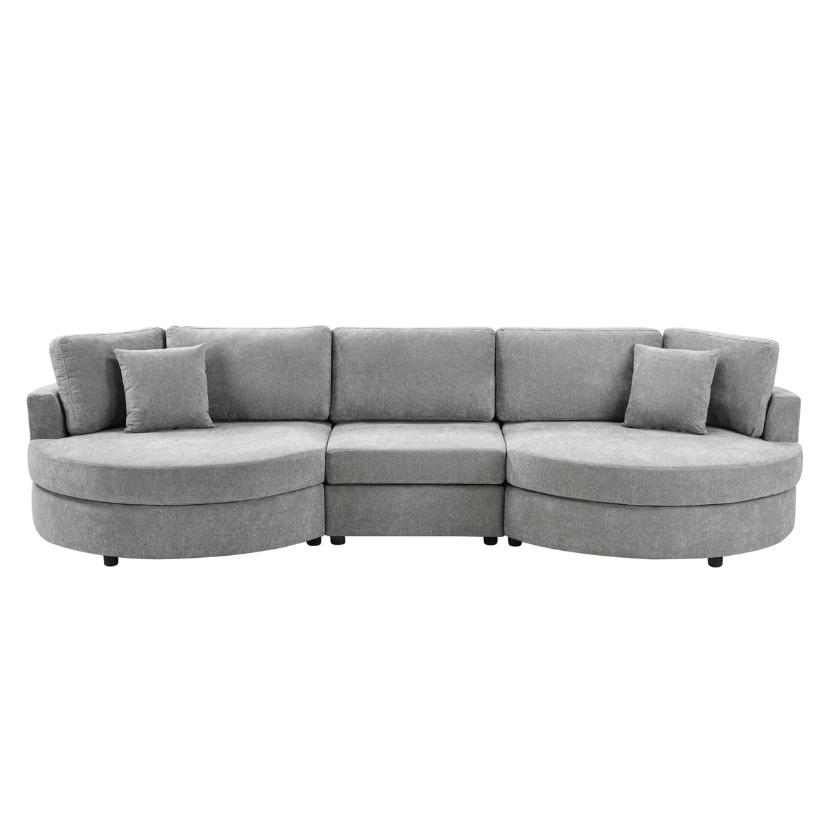 Christopher Knight Home Aekea 129" Upholstered Sofa Couch, Modern Curved 3-Seater Sofa with 2 Throw Pillows, Cozy Chenille Fabric Sectional Sofa Lounge Couch for Living Room Home Office, Dark Gray Christopher Knight Home