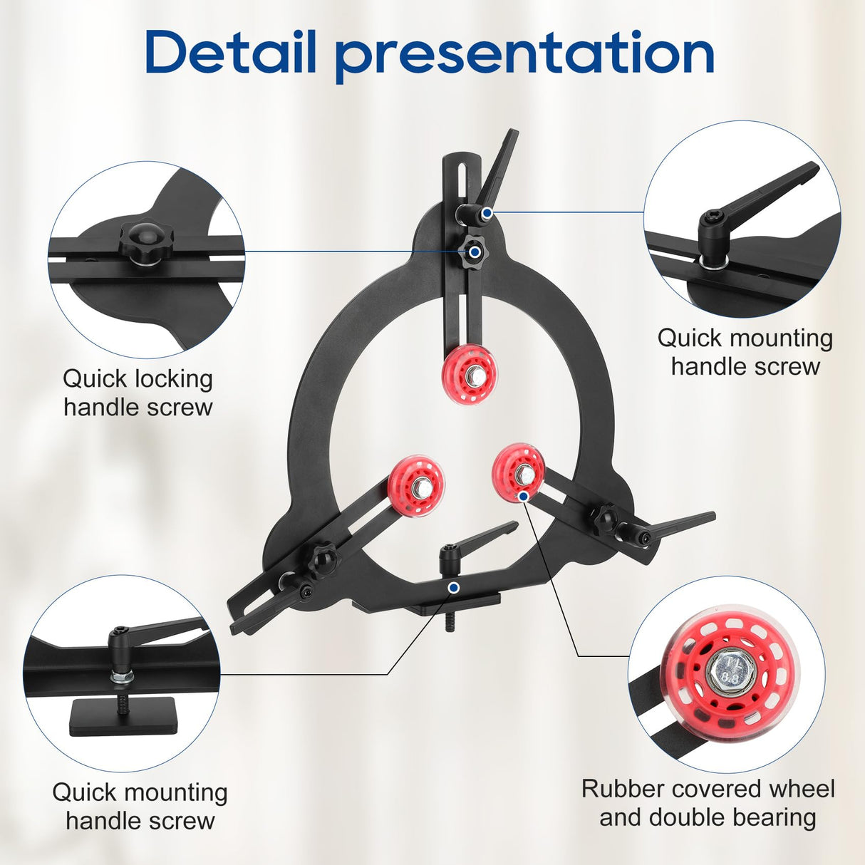 Woodturning Steady Rest for 12" Lathe Swing, Woodworking Steady Rest, 3-Point Adjustable Woodturning Steady Rest for 12 inch Swing Medium Size Lathe Dozont