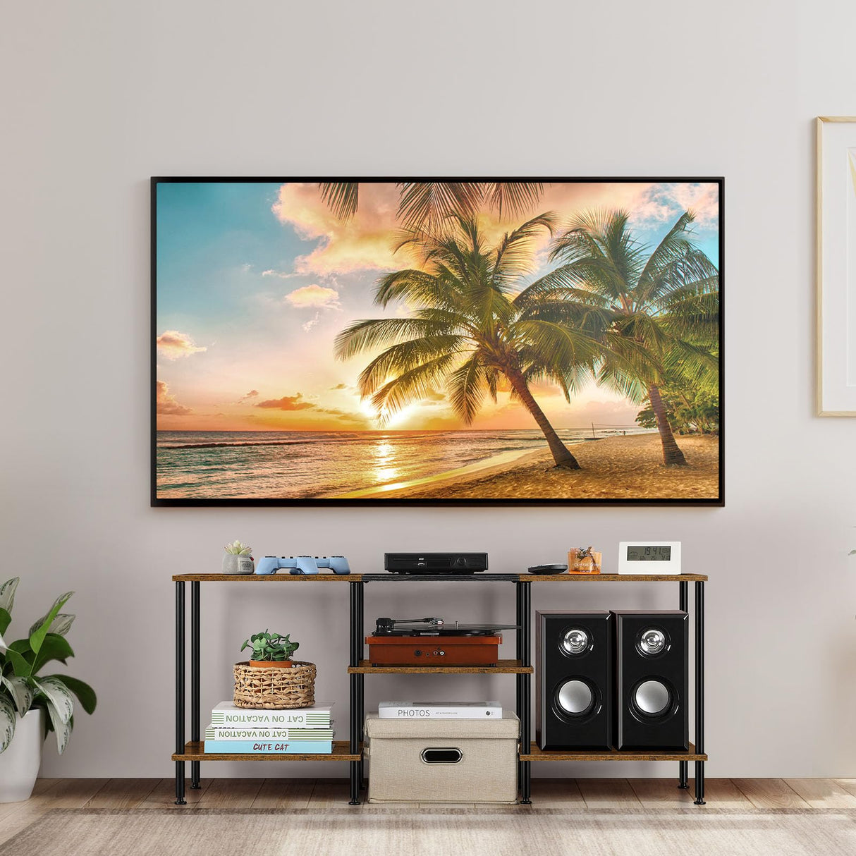 50 inch TV Stand for Bedroom Rustic Brown TV Entertainment Center with Storage 3 Tier TV Table Stand for Living Room TV Console Table for 50 43 40 32 inch TV Luplom