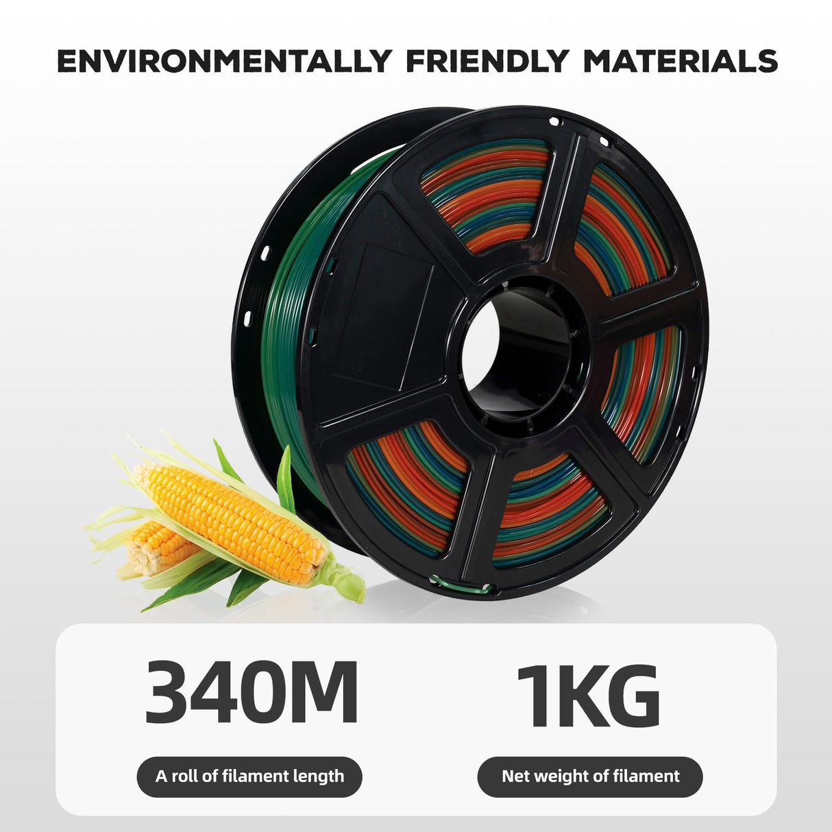 FLASHFORGE PLA Filament 1.75mm, 3D Printer Filament 1kg (2.2lbs) Spool, Dimensional Accuracy +/- 0.02mm, 3D Printing Filament Easy to Use and Fits for Most FDM 3D Printers (Rainbow) FLASHFORGE