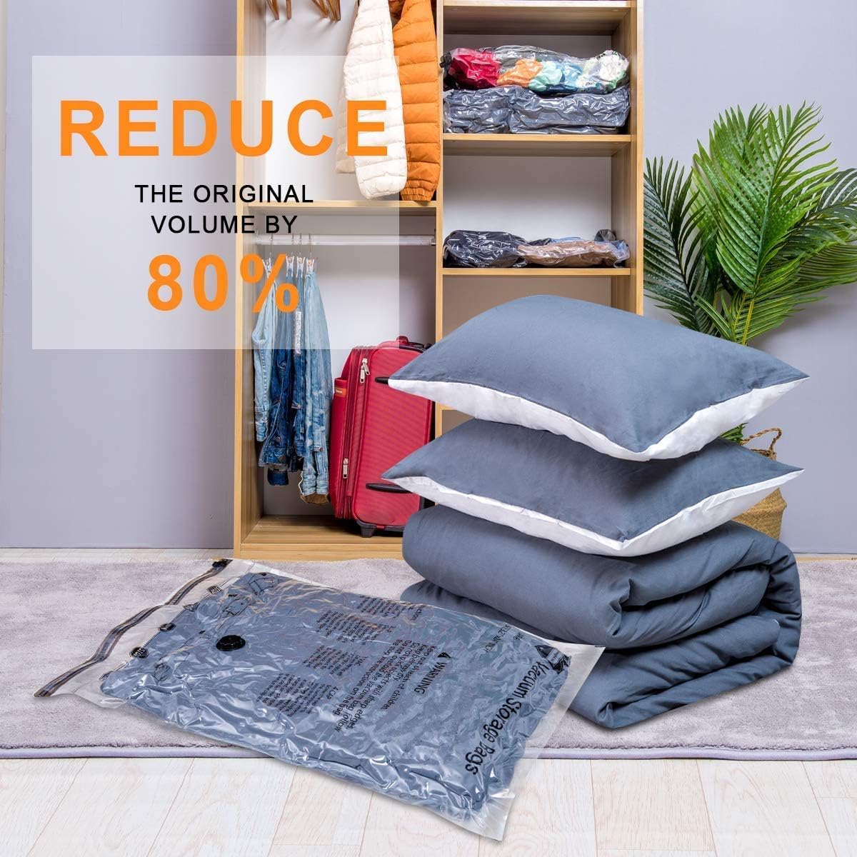 24 Pack Vacuum Storage Bags with Electric Pump, (5 Jumbo, 5 Large, 5 Medium, 5 Small, 4 Roll Up Bags) Space Saver Bag for Clothes, Mattress, Blanket, Duvets, Pillows, Comforters,Travel GONGSHI