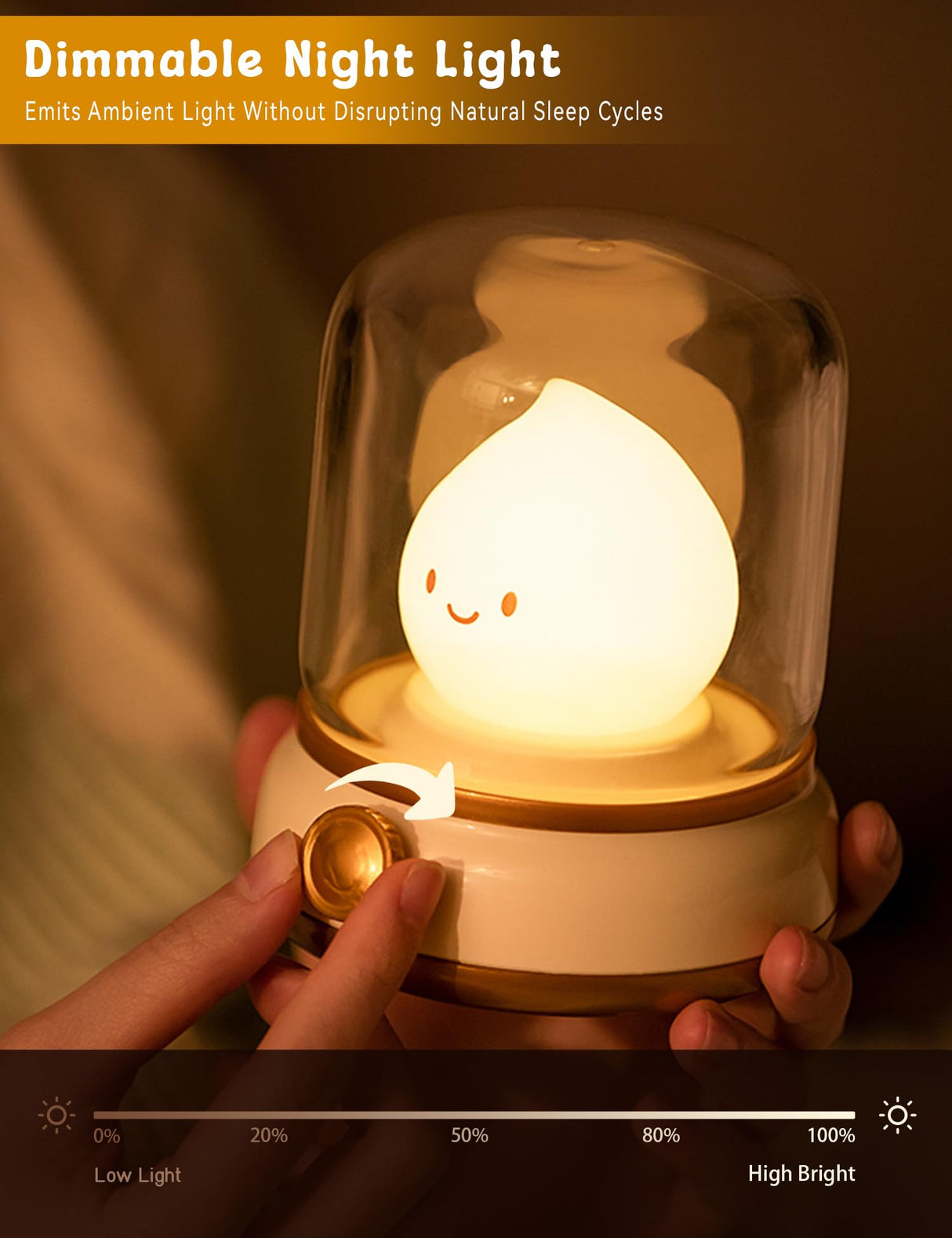 WANIDEA Cute Flameless Candles Lamp, Kids Night Light,Candle Warmer Lamp,Decor,Adjustable Dimmable Rechargeable Night Light for Kids,Girls,Teenager Bedroom WANIDEA