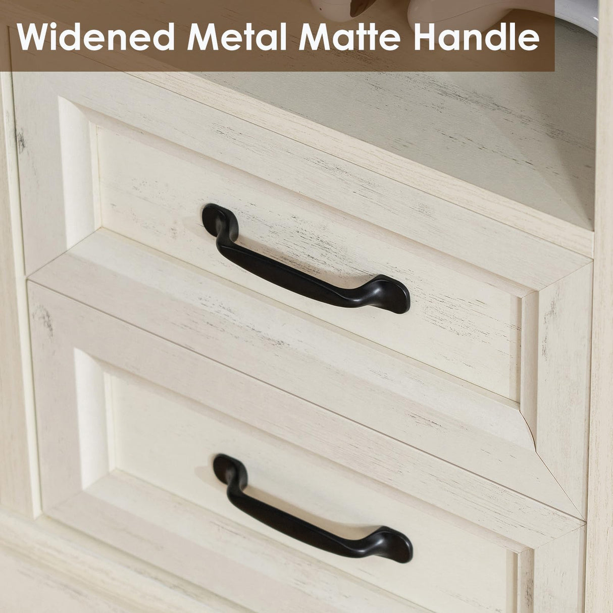 HOMMPA 18'' Farmhouse Nightstand with Charging Station, Bedside Tables with Storage, Bed Side End Table with Open Shelf, 2 Drawers Wood Night Stand Dresser for Bedroom, Living Room, Rustic White HOMMPA