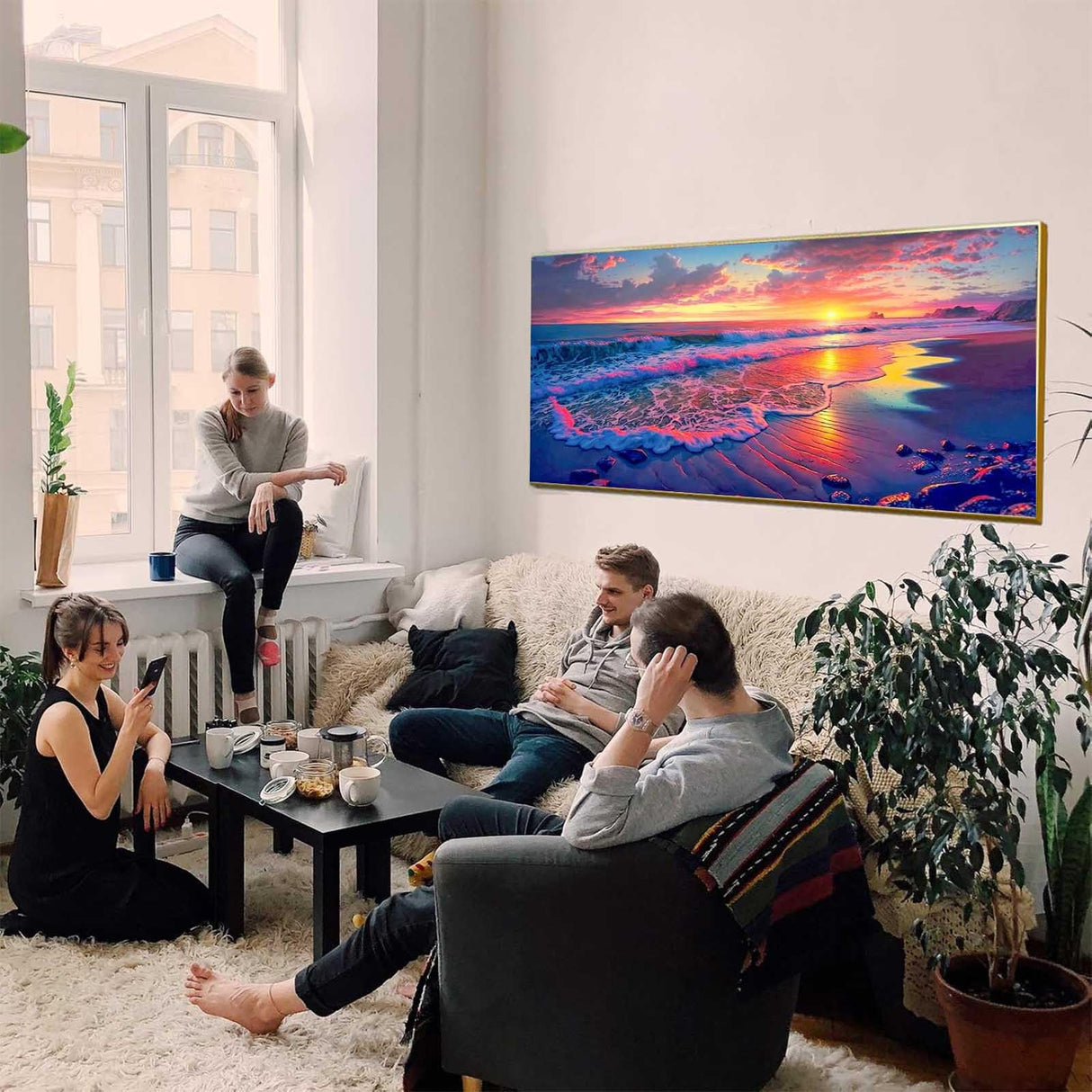 Diamond Painting Kits for Adults,Large Sunset Ocean Beach Diamond Art Painting for Beginners, Diamond Round 5D Full Drill Paint with Diamonds Pictures Gem Art Painting Kits DIY Crafts Kits 28X16in OFRKE