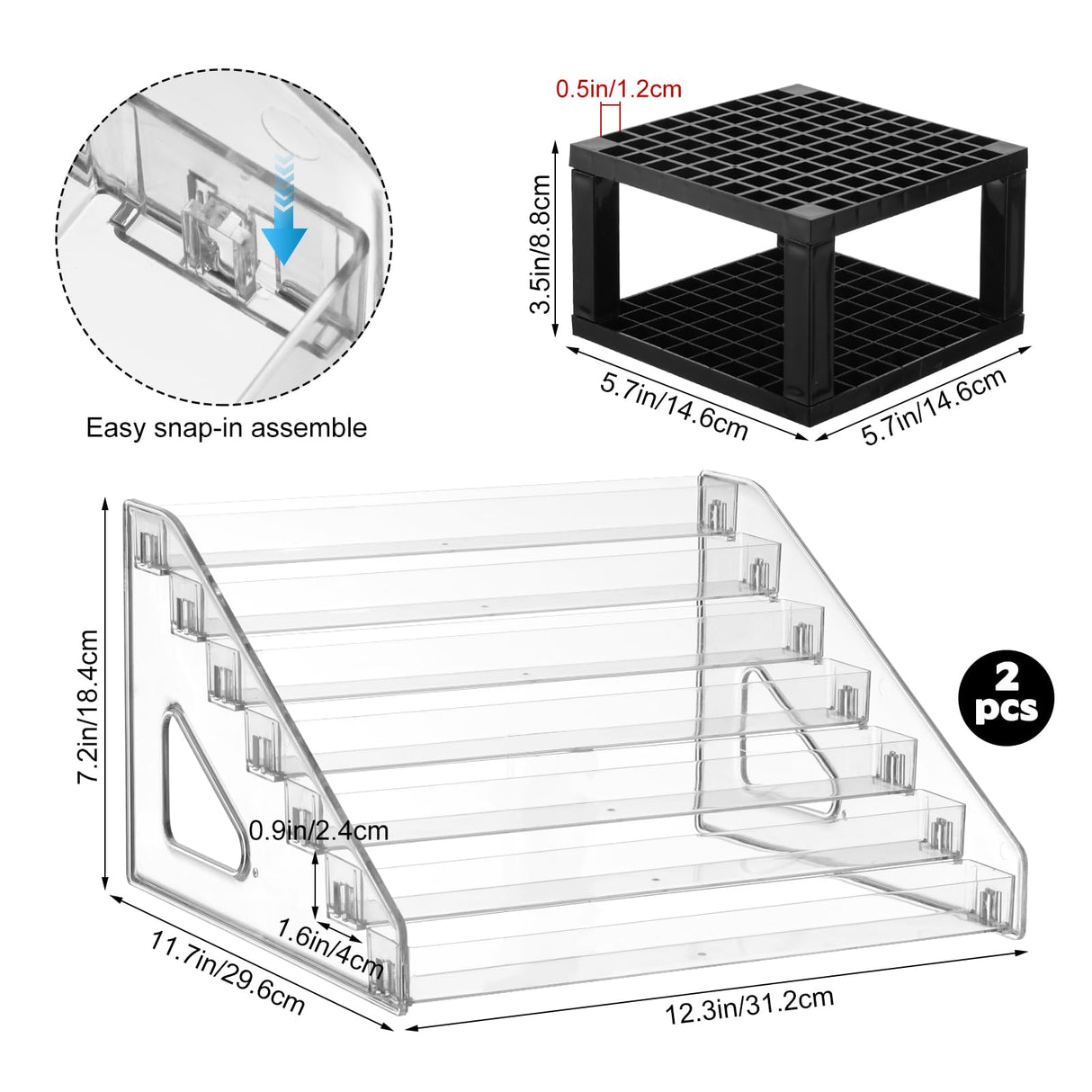 YEXEXINM 2 Pcs Clear Paint Organizer With Paint Brush Holder,7 Layers Acrylic Paint Organizer,Paint Storage Rack,Craft Paint Organizer Rack,Miniature Paint Holder for Paint Storage YEXEXINM
