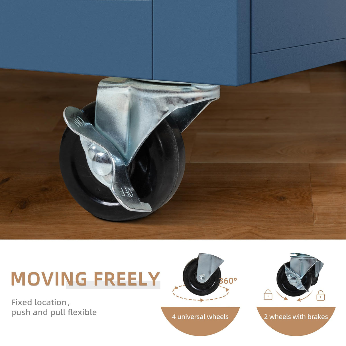 Shintenchi Kitchen Island Cart with Storage,Rolling Kitchen Island Side Table on Wheels with Large Worktop,Storage Cabinet,Towel Rack and Drawers for Kitchen,Dinning Room, Blue Shintenchi