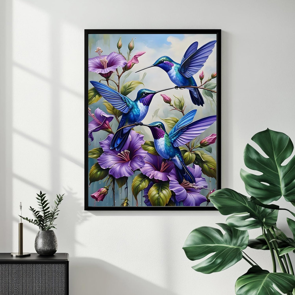 Paint by Numbers Kit for Adults, Hummingbirds Paint by Numbers Kit for Adults Beginners, DIY Acrylic Painting on Canvas for Home Wall Art Decor(16x20Inch Mandun