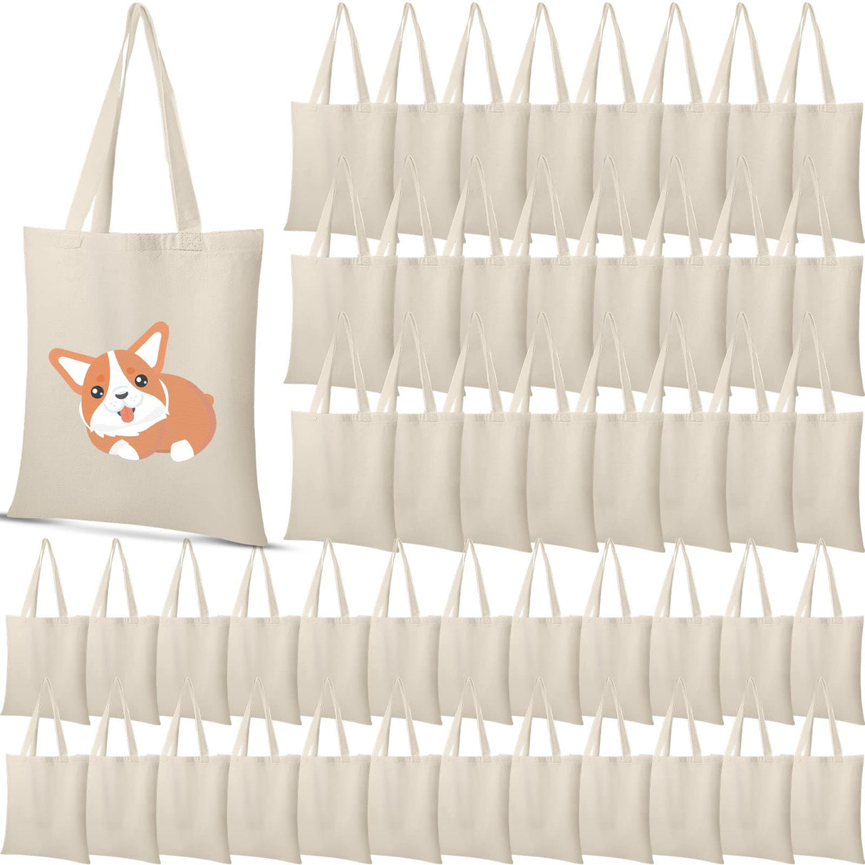 Mimorou 48 Pcs Sublimation Cotton Tote Bags Blank Canvas Bag Bulk Reusable Grocery Bag with Handles for Sublimation DIY Holiday Christmas Operation Gift,13 x 15 Inch Mimorou