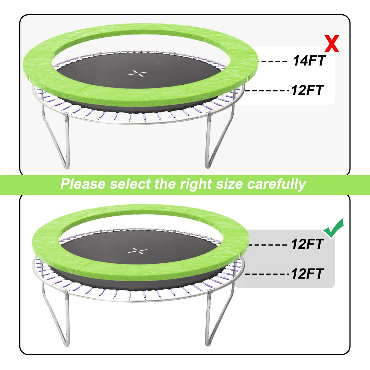 SKOK Trampoline Pad 12FT 14FT 20FT Trampoline Replacement Safety Pad Mat, No Holes for Pole, Waterproof Trampoline Accessories Spring Cover SKOK