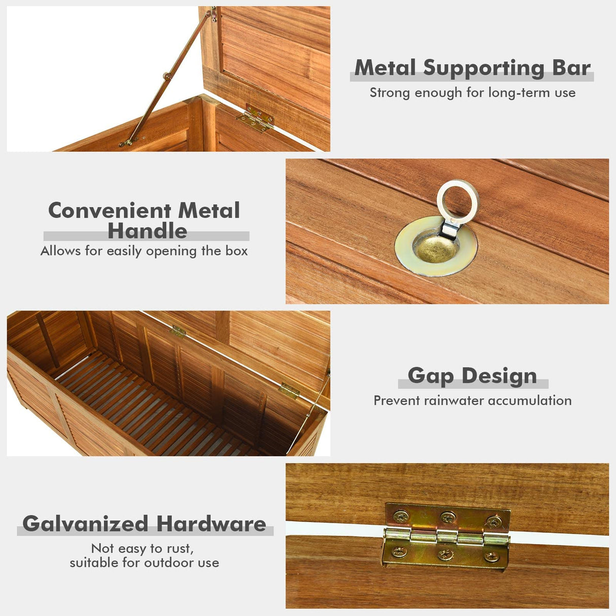 FANTASK 47 Gallon Acacia Wood Deck Box: Stylish Outdoor Storage & Seating Solution FANTASK