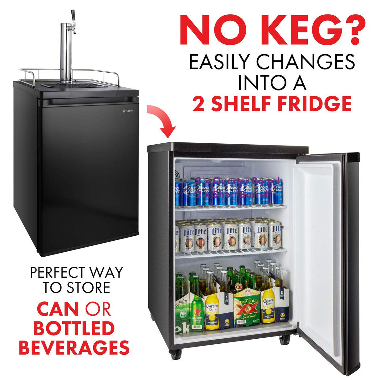Kegco Kegerator Beer Keg Refrigerator - Single Faucet - D System Kegco