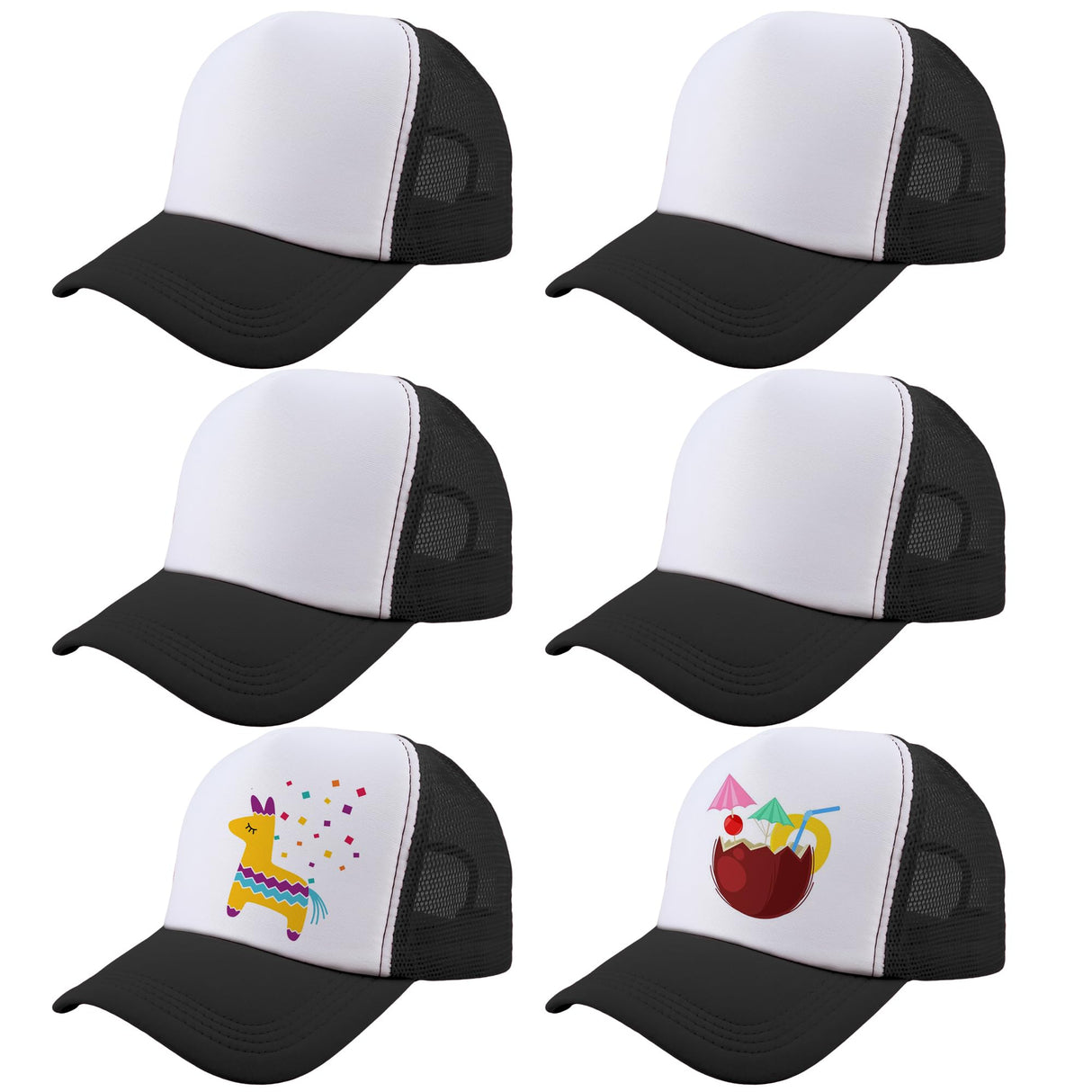 6 Pack Adult Trucker Cap Summer Mesh Baseball Cap DIY Sublimation Trucker Hat for Men Women Summer Outdoor Activities (Color Set 1) Skyebed