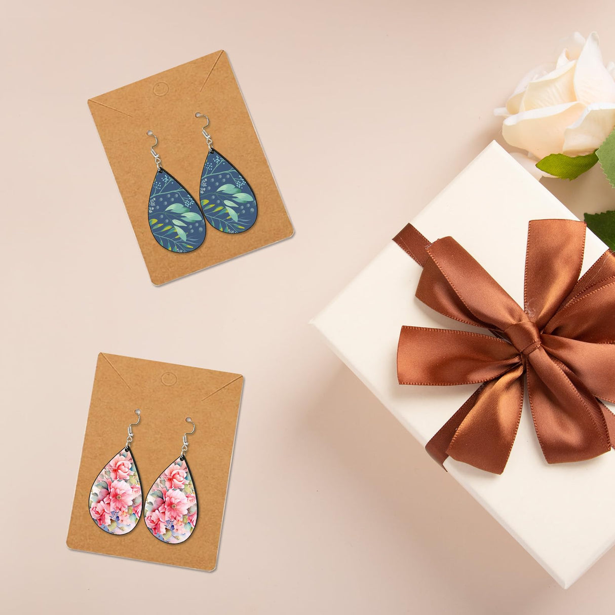 126 pcs Sublimation Earring Blanks Bulk Double-Sided MDF 42 pcs Wood Blank Sublimation Earring with 42 Earring Hooks and 42 Jump Rings for Sublimation Earrings Printing AiDiYGECO