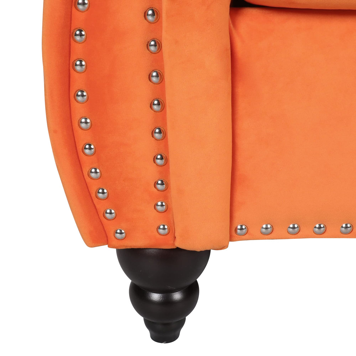 RARZOE Traditional Chesterfield Loveseat Sofa, Modern Vintage Chesterfield Button Tufted Velvet Couch with Nailhead Trim Scrolled Arms for Living Room Bedroom Office(Orange) RARZOE