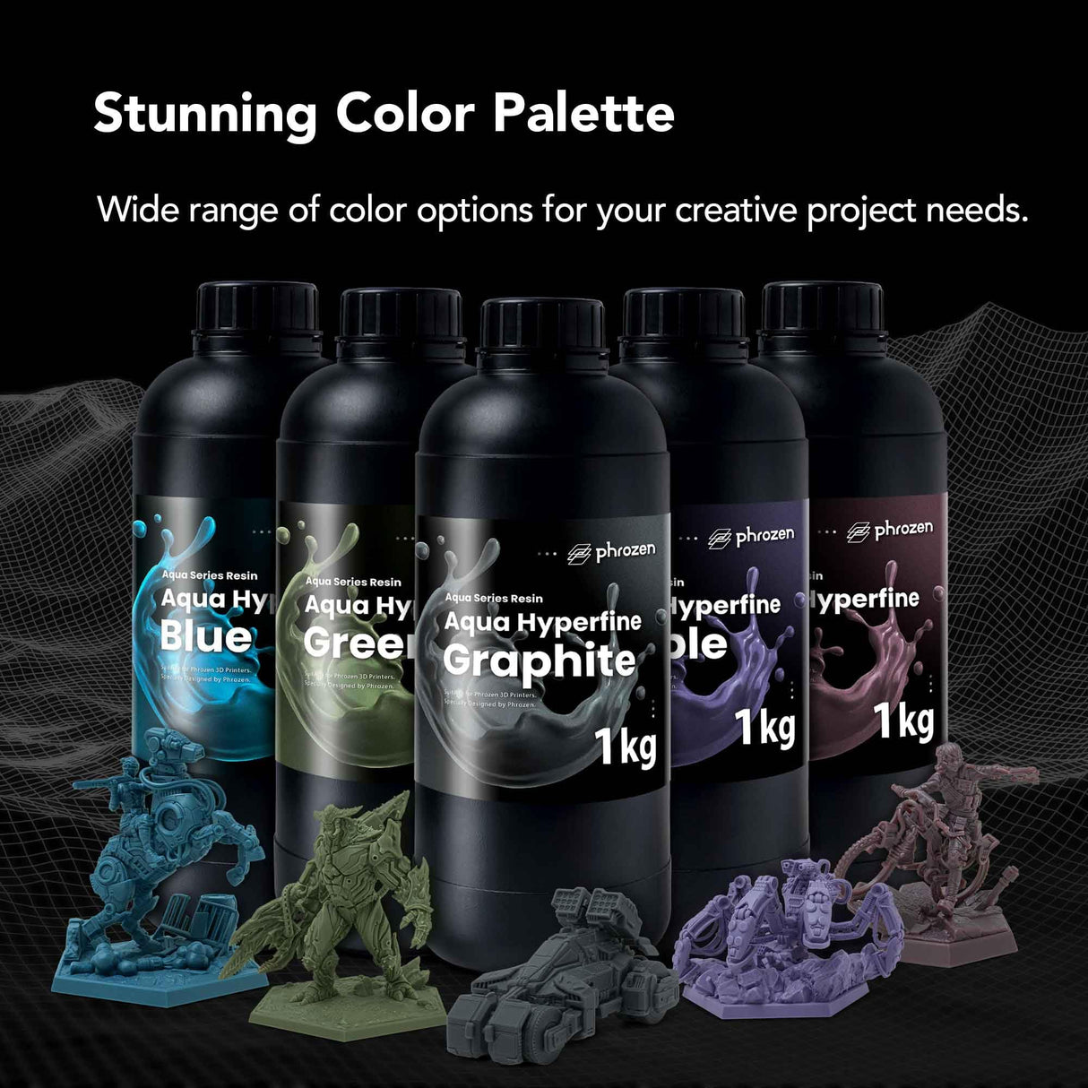 phrozen Aqua Hyperfine Photopolymer Resin for 9K, 12K or Higher Resolution 3D Printers, 405nm LCD UV-Curing 3D Printing with Low Shrinkage & Superior Precision, Smooth Surface Finish (Green, 1KG) phrozen