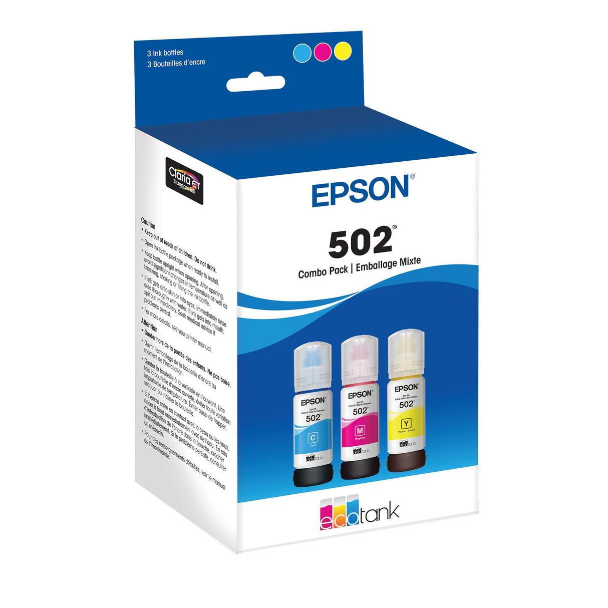 EPSON 502 EcoTank Ink Ultra-high Capacity Bottle Color Combo Pack Works with ET-2750, ET-2760, ET-2850, ET-3750, ET-3760, ET-3850, ET-4850, and other select EcoTank models Epson