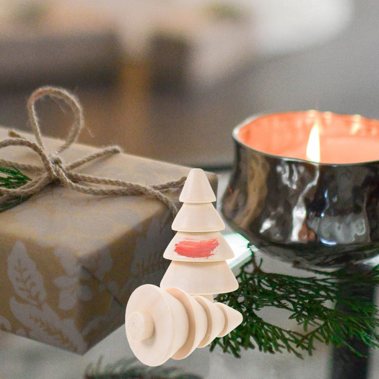 EXCEART Mini Wooden Christmas Tree, 10Pcs Unfinished Wood Miniature Trees for Christmas Crafts Peg People Nature Table Small World Play Holiday Xmas Party Favor Gifts EXCEART