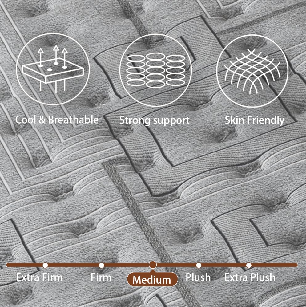 gunugu Twin Mattress 12 Inch,Twin Size Mattresses in a Box,Hybrid Memory Foam Mattress with Individual Pocket Spring for Motion Isolation & Silent Sleep & Lumbar Support & Pressure Relief,Medium Firm gunugu