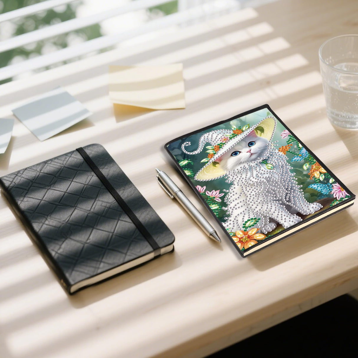 JZHYOAN Diamond Art Blank Note Book 5D Diamond Painting Notebook Kits for Adult DIY Cat Special Shape Art Dairy Travel Drawing Message Journal Sketchbook Mosaic Kit for Office Work JZHYOAN