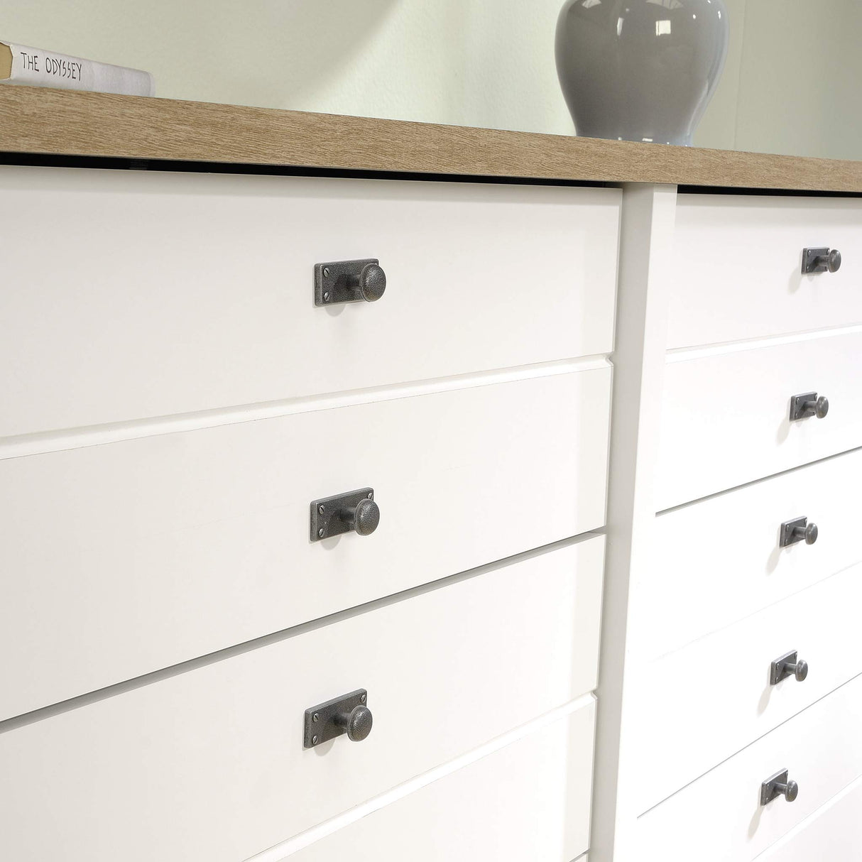 Sauder Cottage Road Dresser, L: 56.77" x W: 19.29" x H: 35.35", Soft White finish Sauder