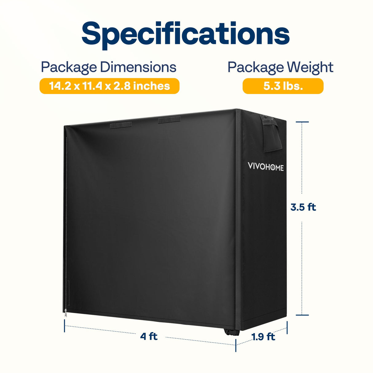 VIVOHOME 4ft Waterproof Log Rack Cover, Heavy Duty 600D Oxford Outdoor Firewood Storage Cover with Zipper and Hook Loop Tape (Log Rack not Included) VIVOHOME