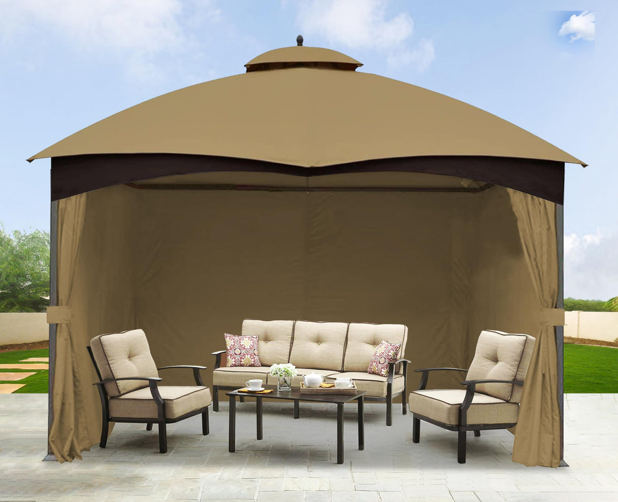 SCOCANOPY 10' x 12' Gazebo Privacy Curtain Set for Lowe's Allen Roth 10X12 Gazebo Model #GF-12S004B-1 / GF-12S004BTO/ TPGAZ17-002,Beige - WoodArtSupply