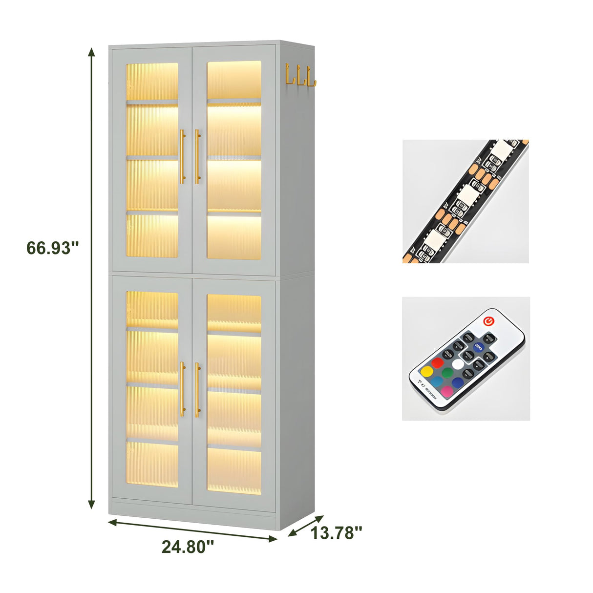 NicBex Shoe Cabinet with Acrylic Doors, Freestanding Shoe Storage Cabinet with LED Lights, Modern Tall Shoes Rack Organizer for Entryway, Living Room, Gray NicBex