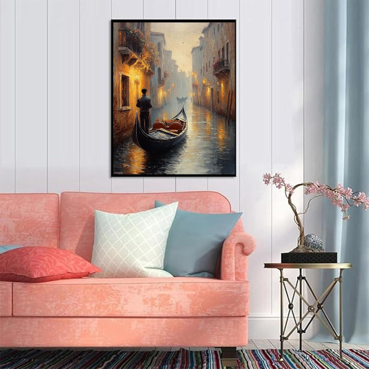 XTXGERL DIY Paint by Numbers for Adults Beginner, Venice Gondola on Quiet Canal Ride, Paint by Numbers Kit Painting by Numbers for Adults, 16"x20" XTXGERL