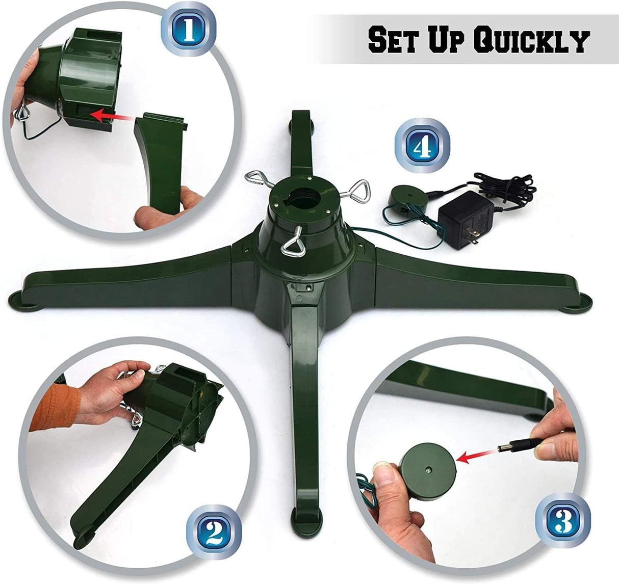 YardGrow Rotating Christmas Tree Stand for Up to 7.5ft Artificial Tree, Christmas Tree Stand, Revolving Tree Base ONLY YardGrow