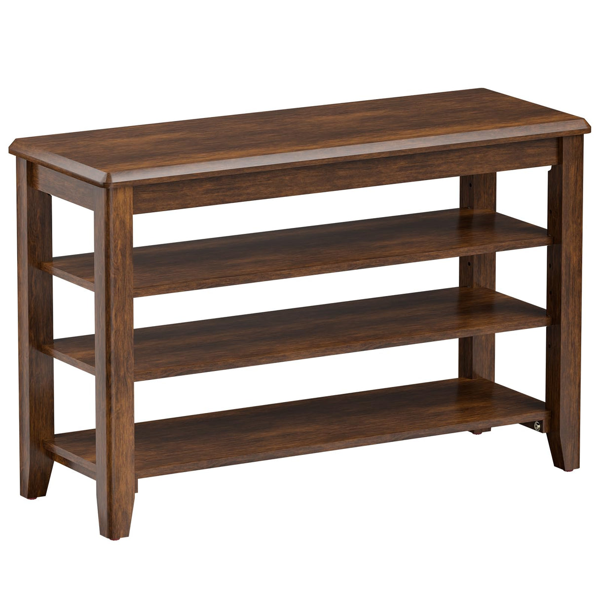 Taitiy Shoe Bench Storage Rubberwood, Entryway Bench with 3-Tiers Height Adjustable, Shoe Rack Front Door Entrance Organizer for Hallway Living Room, Mudrooms, Walnut,31.5" Taitiy