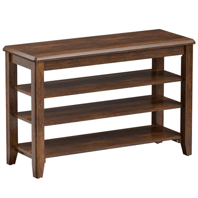 Taitiy Shoe Bench Storage Rubberwood, Entryway Bench with 3-Tiers Height Adjustable, Shoe Rack Front Door Entrance Organizer for Hallway Living Room, Mudrooms, Walnut,31.5"