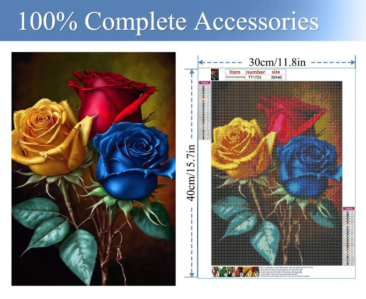 JFYHAB Rose Diamond Painting Kits for Adults, Rose Flowers Full Drill Diamond Art Kit for Adults Beginner, DIY 5D Diamond Dots Painting Craft for Home Wall Decor 12x16 Inch JFYHAB