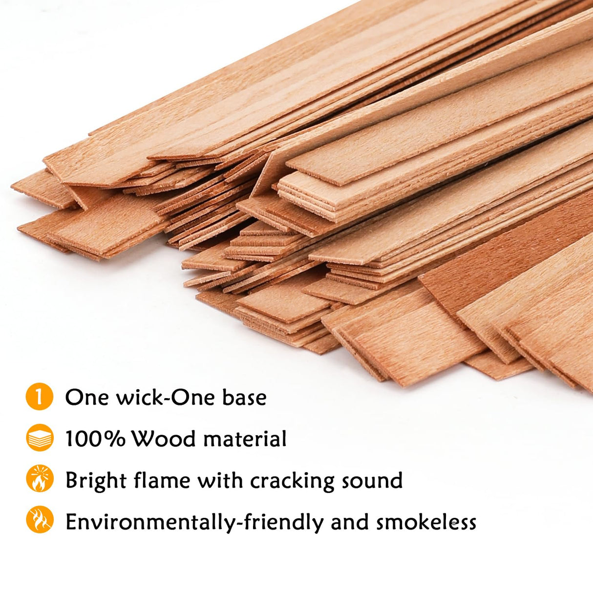 Wood Wicks for Candles Making,50pcs Wooden Candle Wicks,50pcs Wick Stickers,for Soy Wax, Beeswax, Coconut Wax - DIY Candle Making Supplies for Beginners & Professionals Blingfun