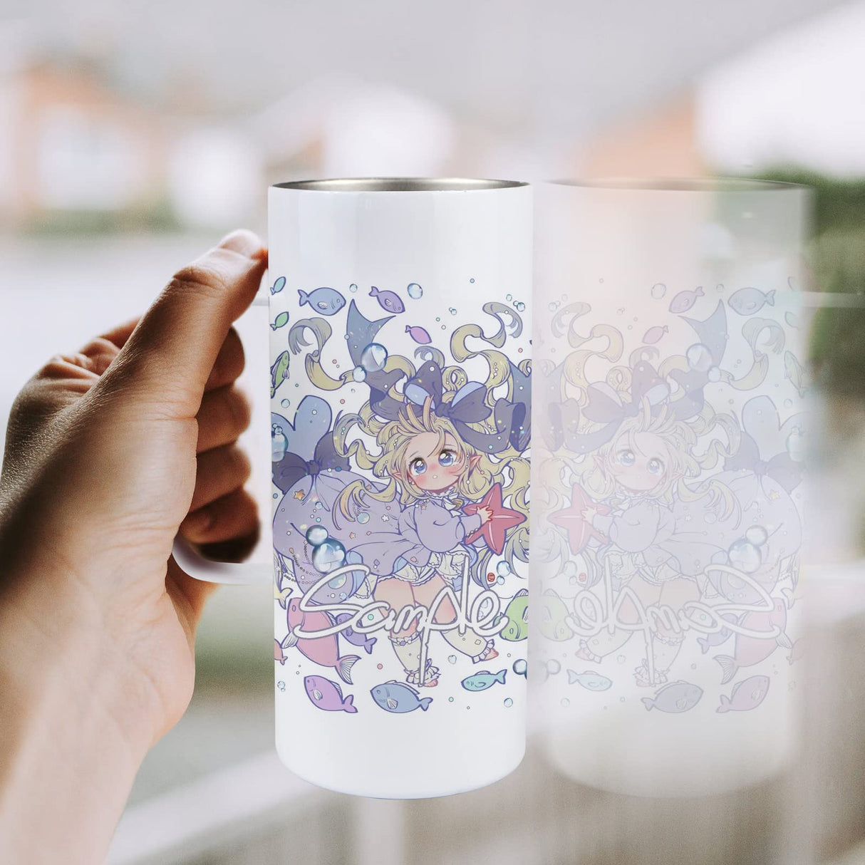 MAIKESUB 4 Pcs Sublimation Blank Skinny Tumbler 16 OZ White Mugs with Handle and Straw Double Wall Stainless Steel Coffee Travel Straight Mug with Sliding Lid MAIKESUB