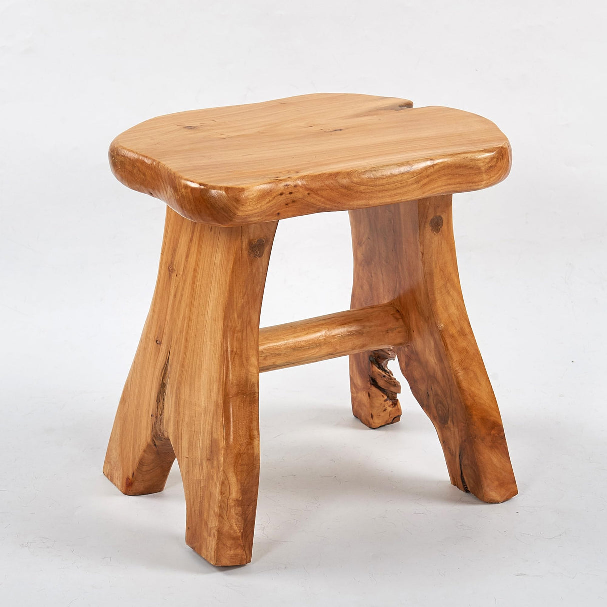 Greenage Cedar Roots Stool Naturally Shaped A-Leg, Medium, 15" x 12" x 13.8" H Wood Stump Side Table Stand Home Décor End Table Greenage
