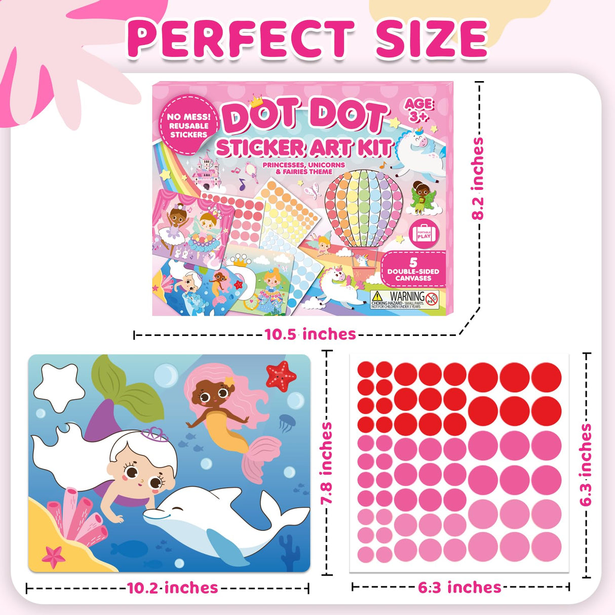 Insnug Dot Sticker Art Kit Activity - Dot It Unicorns & Princesses, No Mess Sticker Art for Toddlers 4-8, DIY Dot Stickers for Kids, Stickers Crafts Valentine Gifts for Boys & Girls Ages 3 4 5 6 7 8+ Insnug