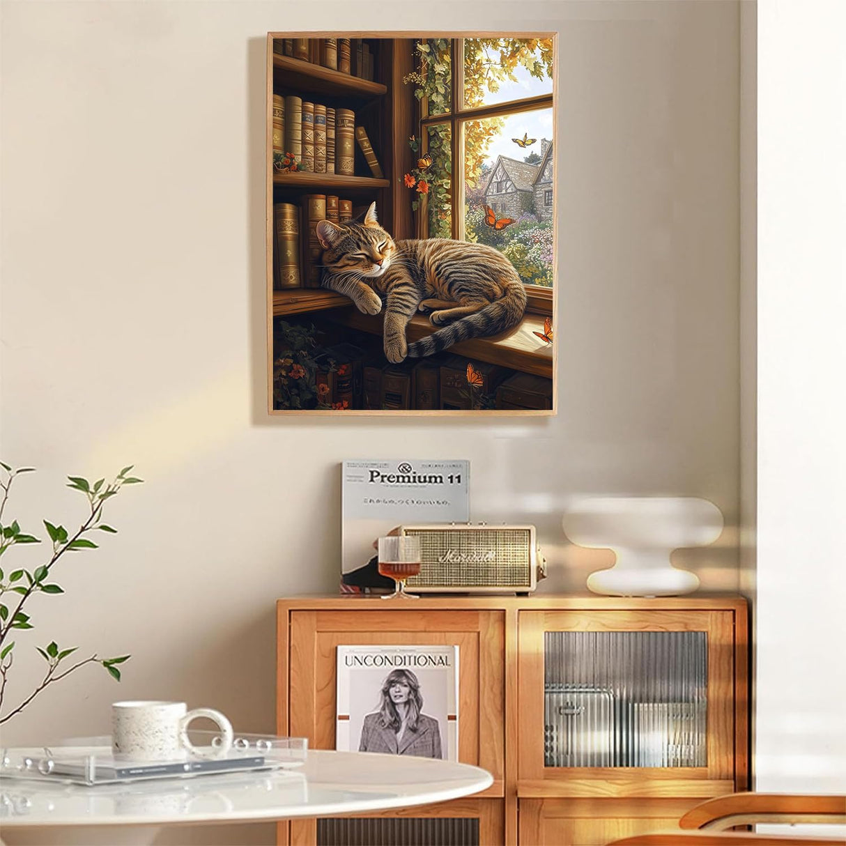 bleihum Diamond Art Kits for Adults Cat- Cat Diamond Painting Kit, DIY Gem Art for Adult, 5D Full Round Drill Gem Painting Crafts for Home Wall Decor Gifts(12x16inch) bleihum