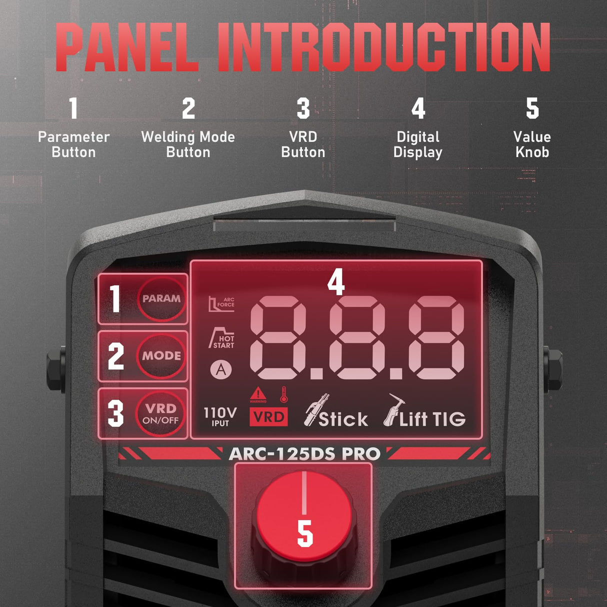 YESWELDER Large LED Display 125Amp Stick Welder,110V Portable ARC Welding Machine, Mini MMA Welder Machine with Hot Start, Arc Force YESWELDER