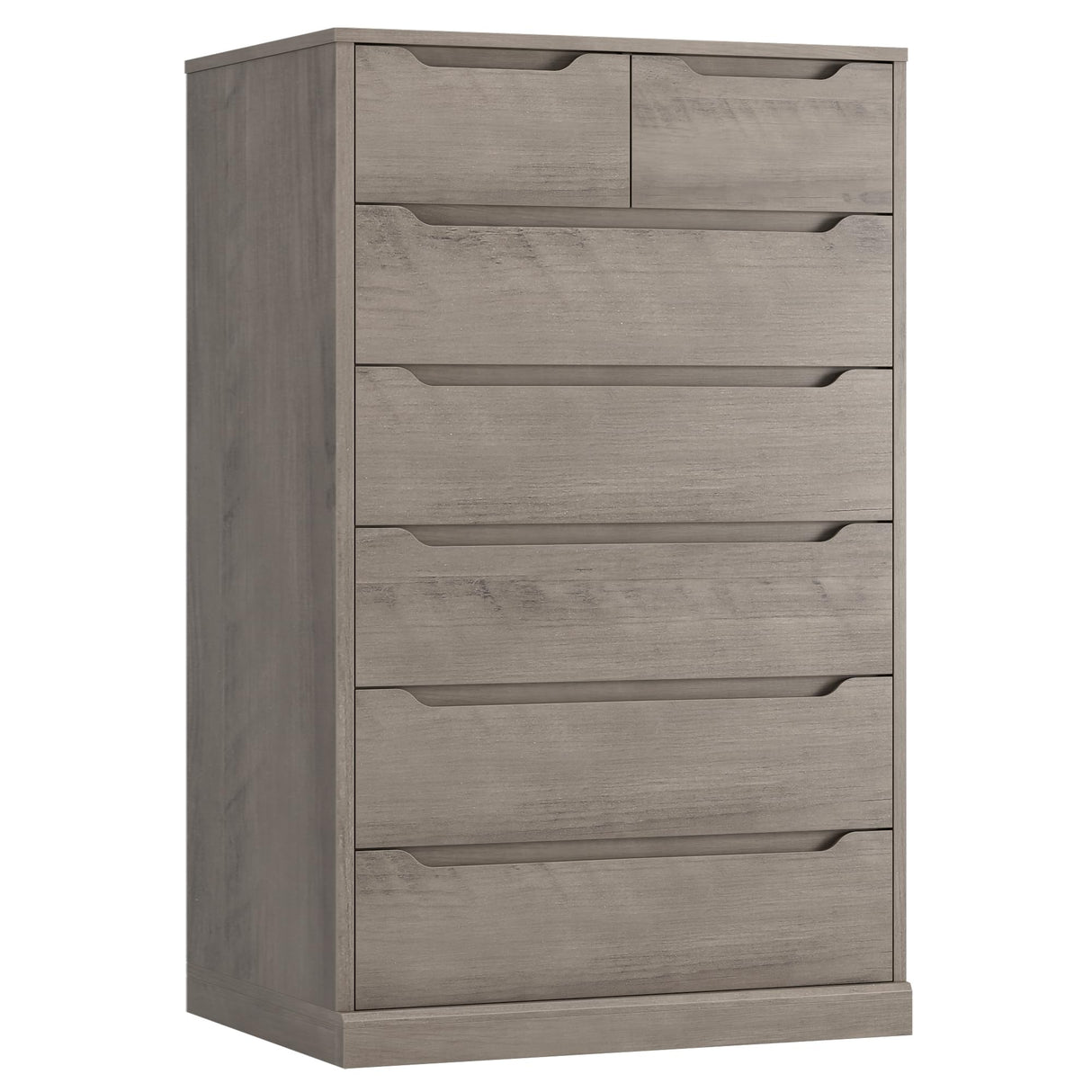HITHOS 51" Tall 7 Drawers Dresser, Modern Grey Dresser, Wood Dressers & Chests of Drawers with Cut-Out Handles, Upright Drawer Chest, Accent Vertical Dressers Storage Cabinet for Living Room, Ash Gray HITHOS