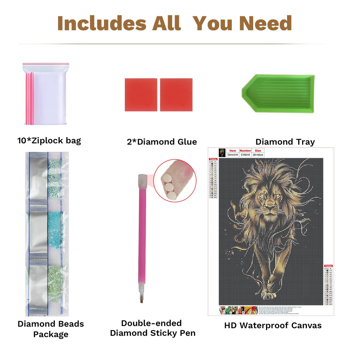 ZENDIYO Lion Diamond Painting Kits for Adults, 5D Diamond Art Kits for Adults Beginners, DIY Full Drill Diamonds Dots Gem Art Painting Crafts for Home Wall Decor 12x16inch ZENDIYO