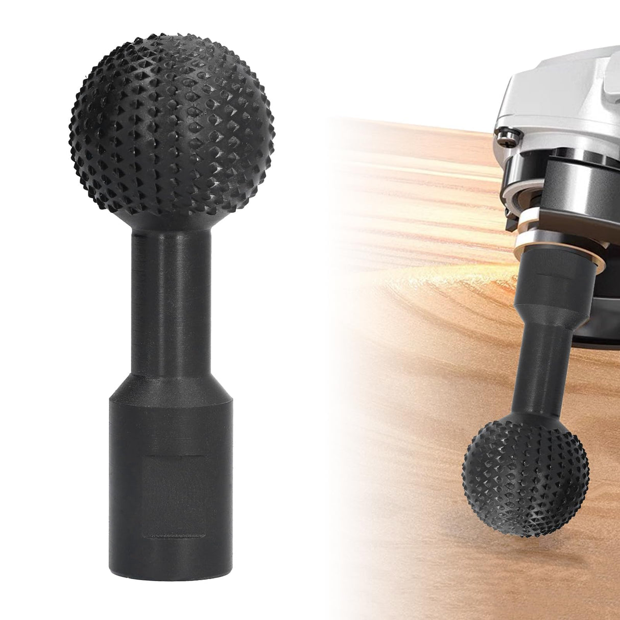 Ball Grinding Head, 5/8‑11in Wood Carving Burrs Carbon Steel Sphere Rotary Burr Ball Gouge Grinding Head Woodworking Attachment Tool for Wood Carving Grinding Polishing Engraving Agatige