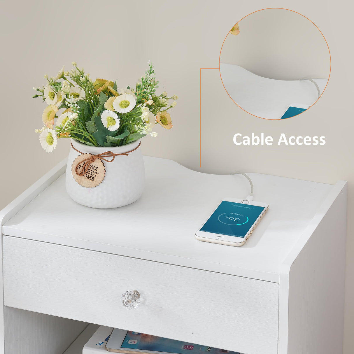 BWEISHOME Floating Nightstand with Drawer, White Nightstand Floating Bedside Table, Wall Mounted Nightstand Floating Night Stand Floating Side Table, Floating Shelves Bedroom KTZ04W BEWISHOME